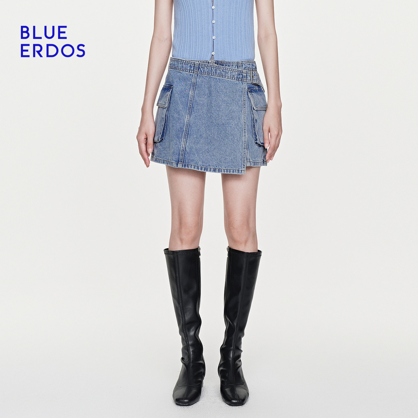【佳雪佳敏直播精选】BLUE ERDOS设计感棉混纺百搭工装牛仔短裙女