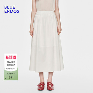 长款 休闲百搭棉混纺斜纹A字法式 半裙女 ERDOS26早春新品 BLUE