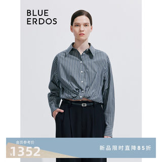 BLUE ERDOS24春夏新款宽松休闲简约直筒条纹纯棉衬衫女B245HB035