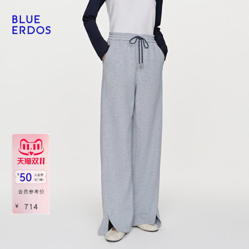 【100%棉】BLUE ERDOS26秋季简约百搭开叉阔腿裤女B2265M701