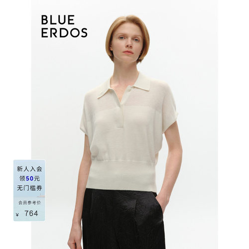 blueerdos精纺翻领薄款针织套衫