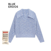 BLUE ERDOS美拉蓝简约翻领纯棉针织套衫 女B245D0081