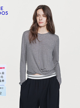 BLUE ERDOS26夏季新品格雷风绵羊毛混纺圆领针织衫女