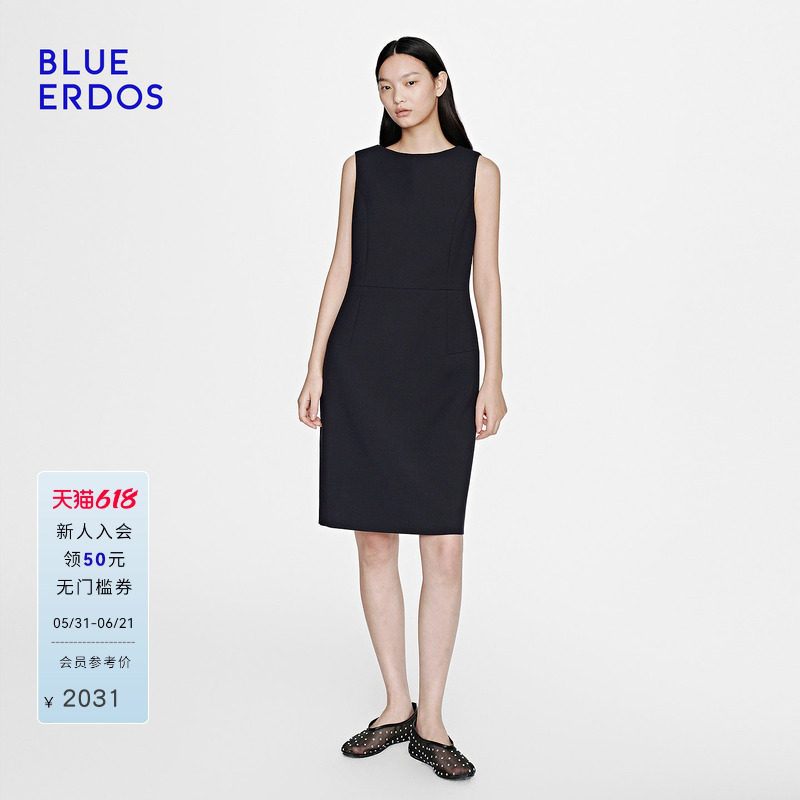 【100%绵羊毛】BLUE ERDOS26夏季新品简约无袖连衣裙女B2265I067