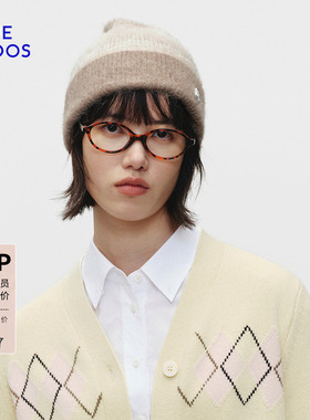 BLUE ERDOS冬季新品羊驼毛混纺保暖抽条毛线帽针织帽B2256R702