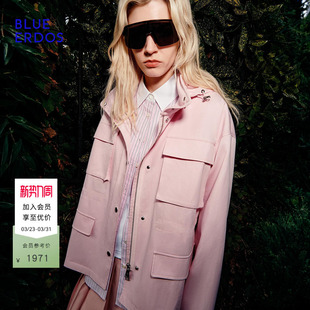 棉混纺多口袋女外套B2265J030 休闲通勤短款 BLUE ERDOS26早春新品