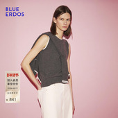 新品 简约圆领撞色背心B256A2001 ERDOS 冬季 100%山羊绒 BLUE