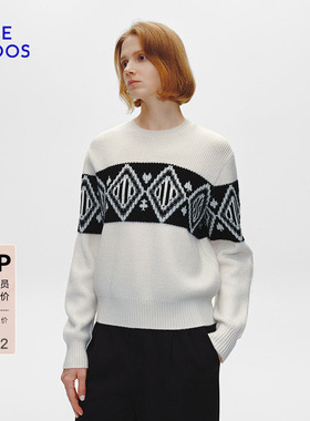 BLUE ERDOS 春季休闲落肩提花毛衣羊毛羊绒针织衫B255D0048