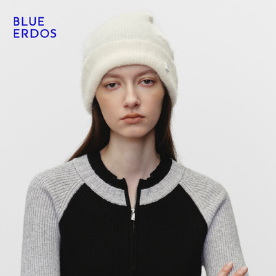 BLUE ERDOS冬季新品羊驼毛混纺保暖抽条毛线帽针织帽B2256R701