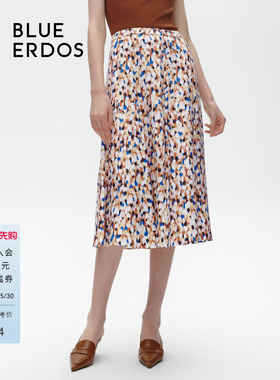 【桑蚕丝】BLUE ERDOS彩底印花A字半身裙B246M0011