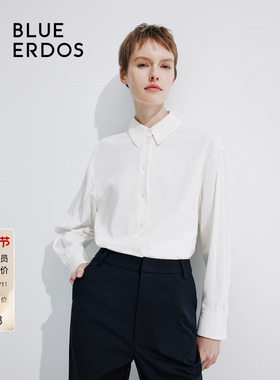 BLUE ERDOS纯白翻领宽松纯棉衬衫女上衣B245HB027