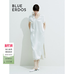 气质V领宽松可系带醋酸连衣裙B245I4014 女装 BLUE ERDOS