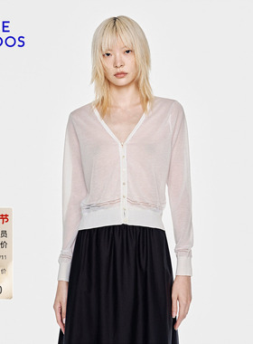 BLUE ERDOS2026早春新品简约百搭V领镂空针织开衫女B2265B037