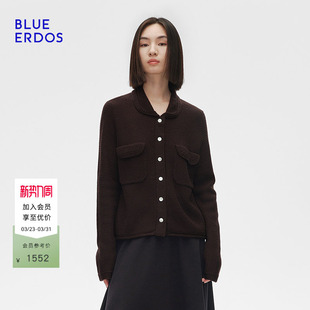 慵懒翻领针织开衫 ERDOS春季 BLUE B255E0003 100%绵羊毛