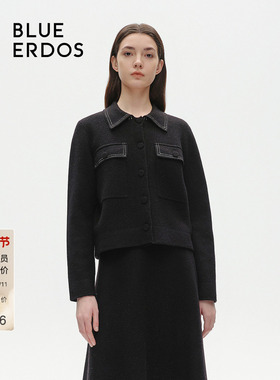 【100%绵羊毛】BLUE ERDOS翻领针织开衫B246D1027