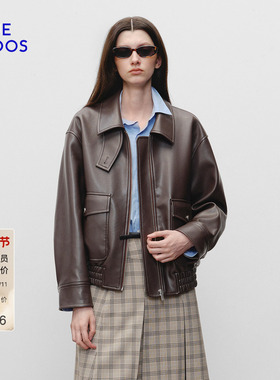 BLUE ERDOS 冬季新品时尚通勤深棕色宽松夹克外套