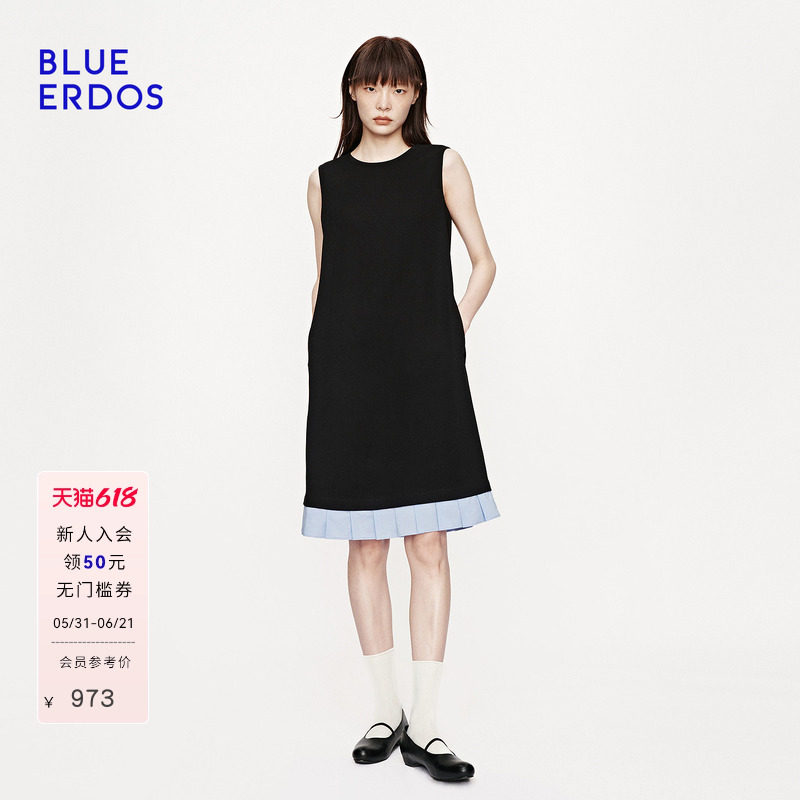 BLUE ERDOS2026夏季新品连衣裙简约时尚松弛感后背蝴蝶结短裙