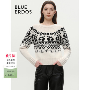 B246A0028 休闲简约费尔岛童话系列简约直筒针织衫 BLUE ERDOS春季