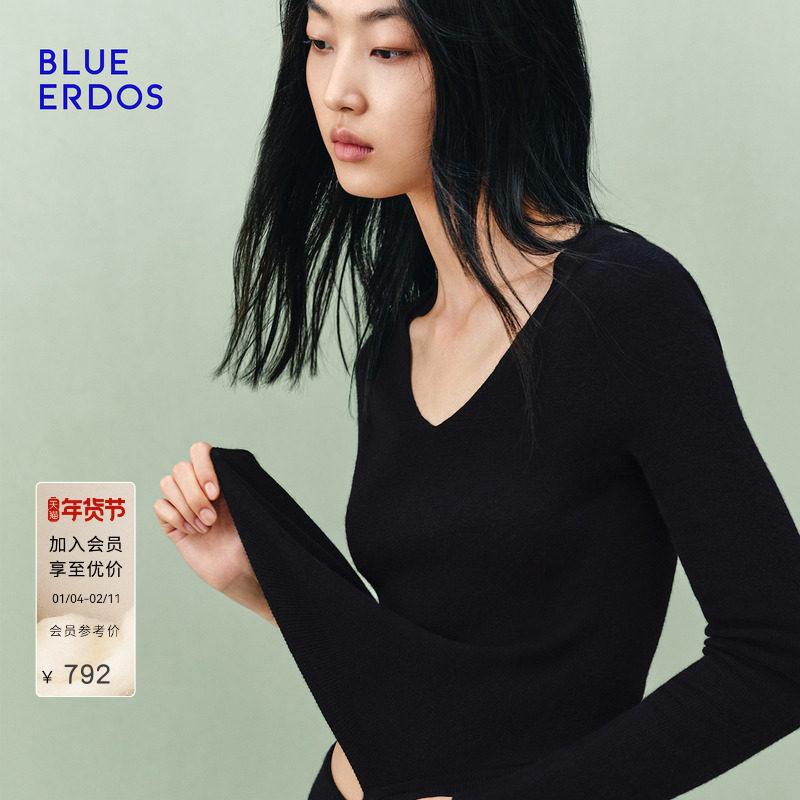 【零感羊绒】BLUE ERDOS 冬季新品羊毛羊绒轻盈修身V领长袖套衫,女装/女士精品,羊绒衫,淘宝优惠券,粉丝福利购,淘宝优惠卷