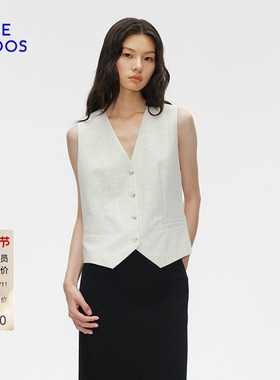 BLUE ERDOS春秋气质通勤格纹羊毛混纺西装马甲女B255J3001