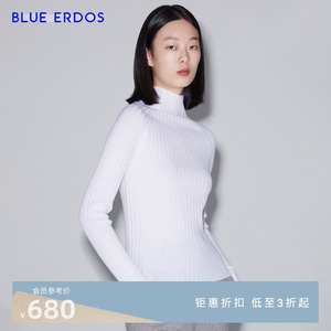 BLUE ERDOS女装 秋冬通勤舒适长袖高领抽条羊绒针织衫女