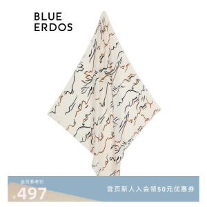 BLUE ERDOS印花围巾丝巾女冬季柔软简约羊毛混纺B236S1008