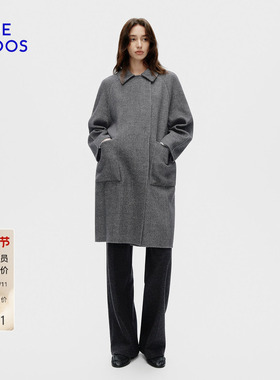 BLUE ERDOS冬季新品羊毛混纺小翻领双面呢大衣外套女B256K5004