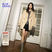 BLUE 宽松双面呢大衣 气质通勤羊绒混纺翻领短款 ERDOS冬季 新品