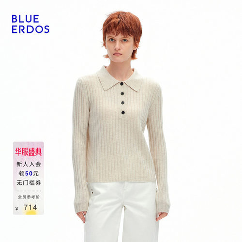 BLUE ERDOS2026秋季翻领领女套衫B2265A714