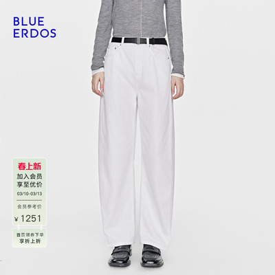 BLUE ERDOS26早春新品简约百搭白色直筒弯刀裤牛仔裤女B2265M068