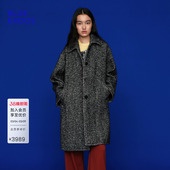 摩登休闲绵羊毛混纺翻领单排扣长款 新品 大衣女 ERDOS春季 BLUE