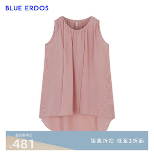 BLUE ERDOS女装 春夏休闲圆领条纹棉混纺无袖女背心