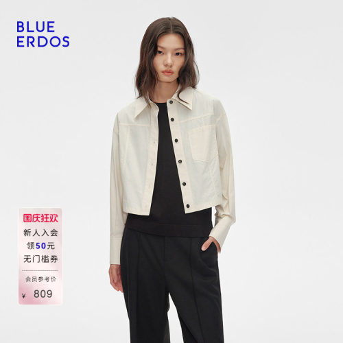 BLUE ERDOS 秋季高智精英翻领箱型全棉短外套女B255HB010