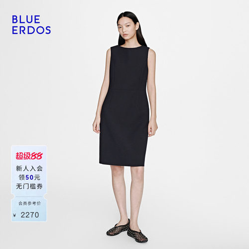 【100%绵羊毛】BLUE ERDOS26夏季新品简约无袖连衣裙女B2265I067
