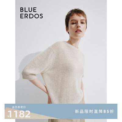 BLUE ERDOS24春夏新款舒适圆领羊绒混纺针织半袖套衫B245A0001