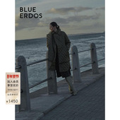 通勤菱形格西装 BLUE ERDOS冬季 领保暖休闲羽绒服外套女B246JF018