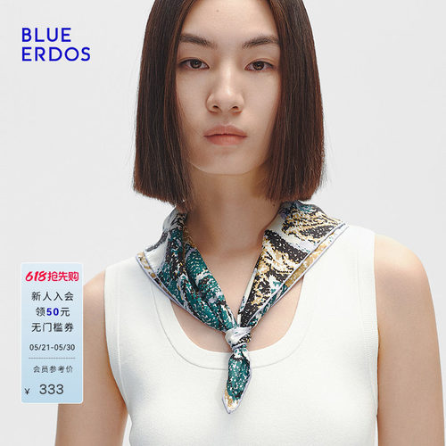 【真丝】BLUE ERDOS春季真丝点彩花卉丝巾方巾B255S0006