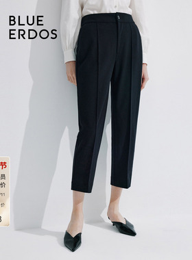 BLUE ERDOS通勤羊毛混纺西装女裤九分裤B245F4003
