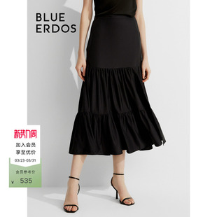 ERDOS春季 BLUE 复古气质A字半身裙女B245M0048 小黑裙系列
