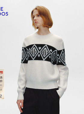 BLUE ERDOS 冬季休闲落肩提花毛衣羊毛羊绒针织衫B255D0048
