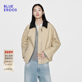 BLUE 率性巴恩风撞色立领宽松夹克外套女 新品 ERDOS 冬季