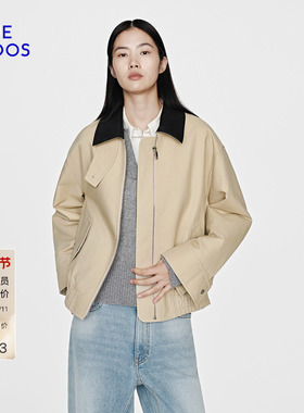 BLUE ERDOS 冬季新品率性巴恩风撞色立领宽松夹克外套女