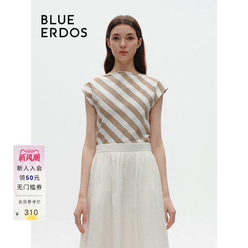 blueerdos一字领舒适纯棉上衣
