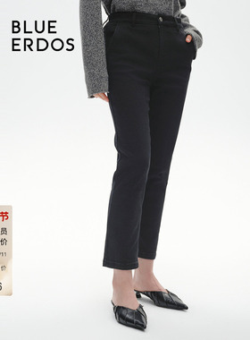 BLUE ERDOS冬季简约通勤微弹小脚牛仔裤九分裤女B246M3004