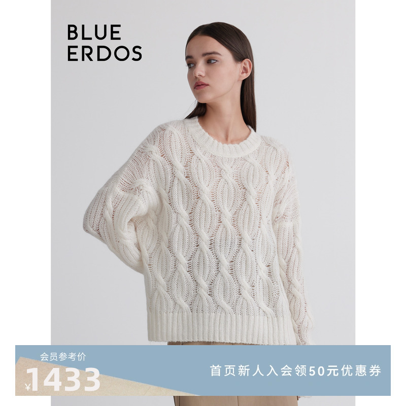 【100%山羊绒】BLUE ERDOS秋冬简约宽松镂空套衫B236A0002 女装/女士精品 羊绒衫 原图主图