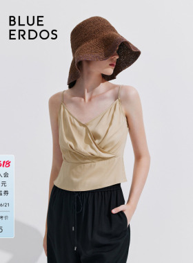 【桑蚕丝】BLUE ERDOS褶皱直筒吊带内搭上衣B245H5006