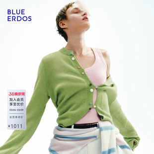 【明星同款】BLUE ERDOS春季轻盈感空气羊绒圆领彩扣针织开衫女