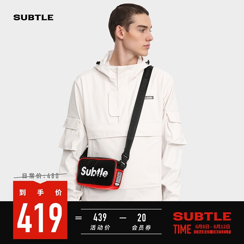 Subtle INDIE斜挎包男ins潮小包潮牌休闲男包单肩潮流撞色腰包ins