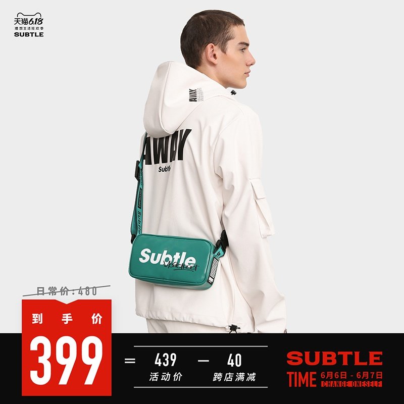 Subtle INDIE斜挎包潮牌男士单肩包潮流男包小时尚邮差包休闲腰包