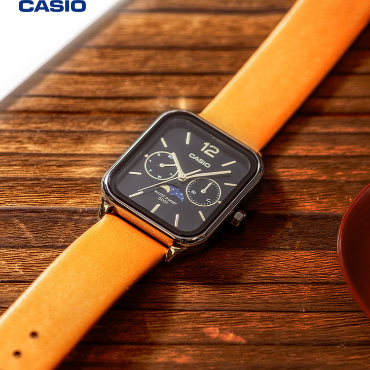CASIO卡西欧手表男生小方块非机械款月相商务正品石英表MTP-M305